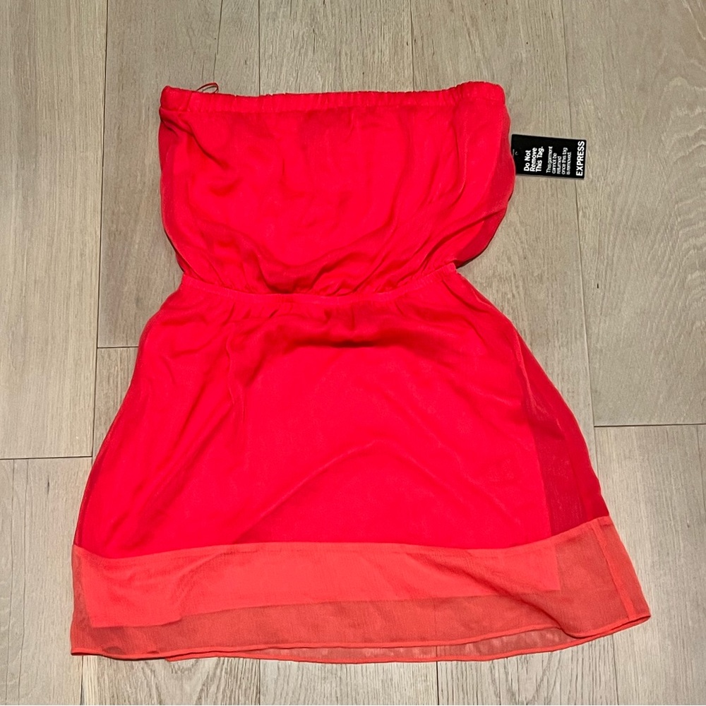 NWT New Express Pink Strapless Dress Size L Large!